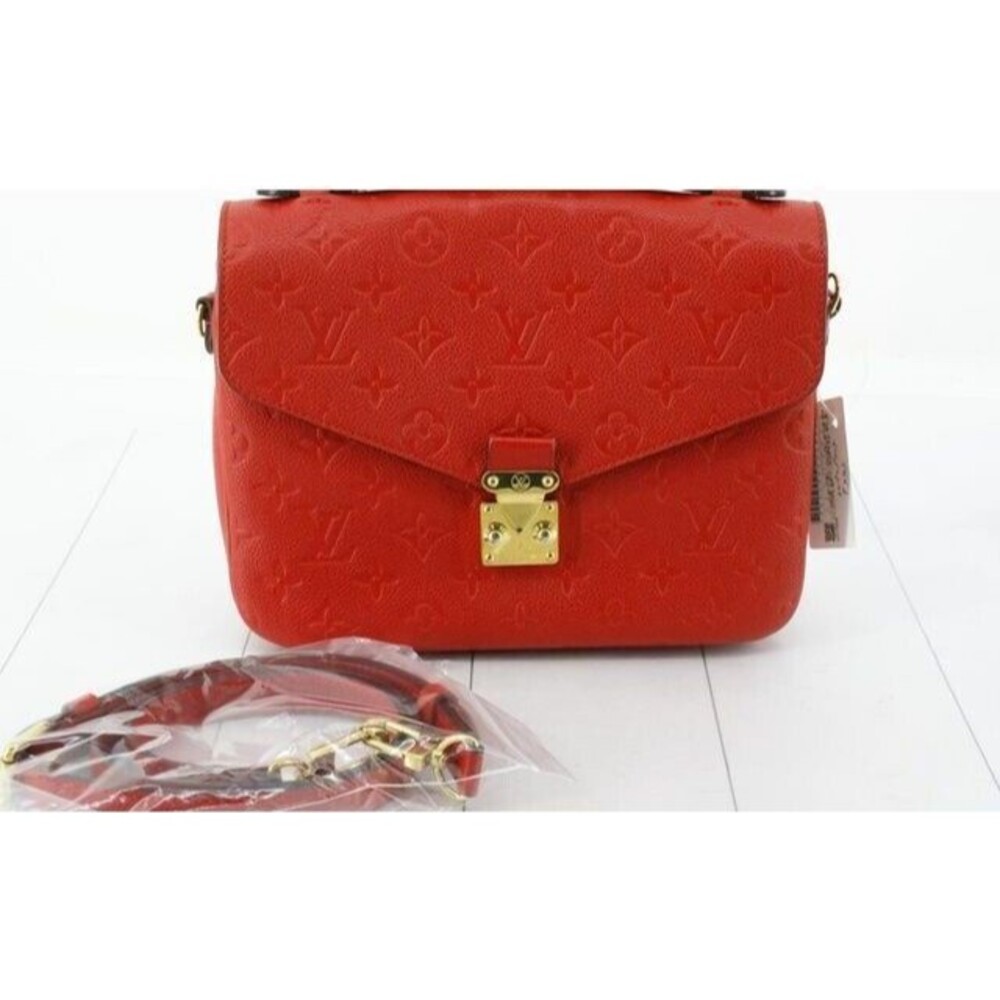 LOUIS VUITTON Pochette Metis MM Red Empreinte Crossbody Bag Authentic